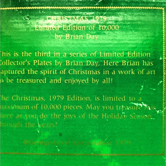 Vintage Brian Day, Christmas 1979 Limited Edition plate Collectors with Box - Picture 6 of 7